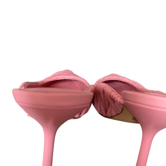 Jeffrey Campbell Copin Pleated Padded Mid Heel Pink Leather Mule size 9 NWOB - Picture 8 of 12